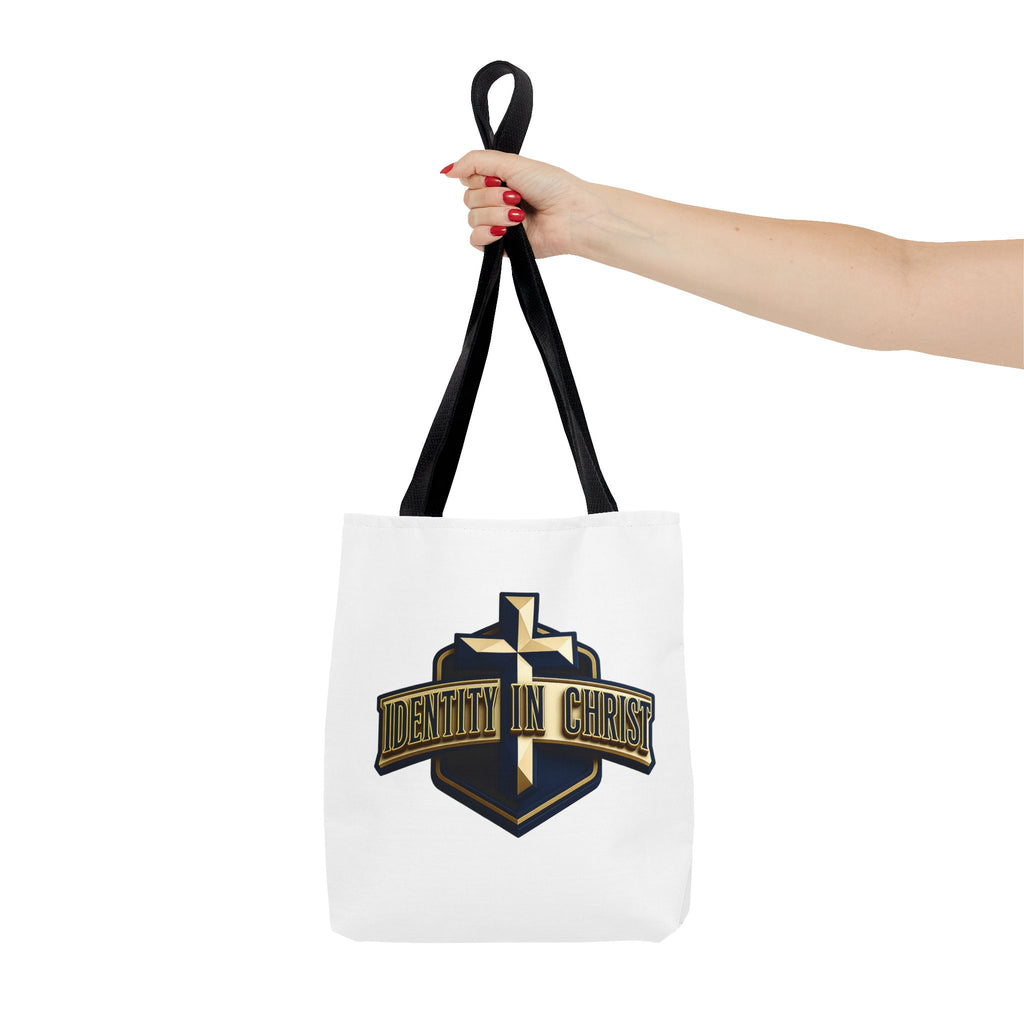 Identity in Christ Cross Tote Bag — Christian Faith AOP Canvas Tote