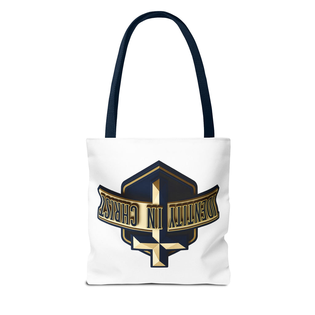 Identity in Christ Cross Tote Bag — Christian Faith AOP Canvas Tote