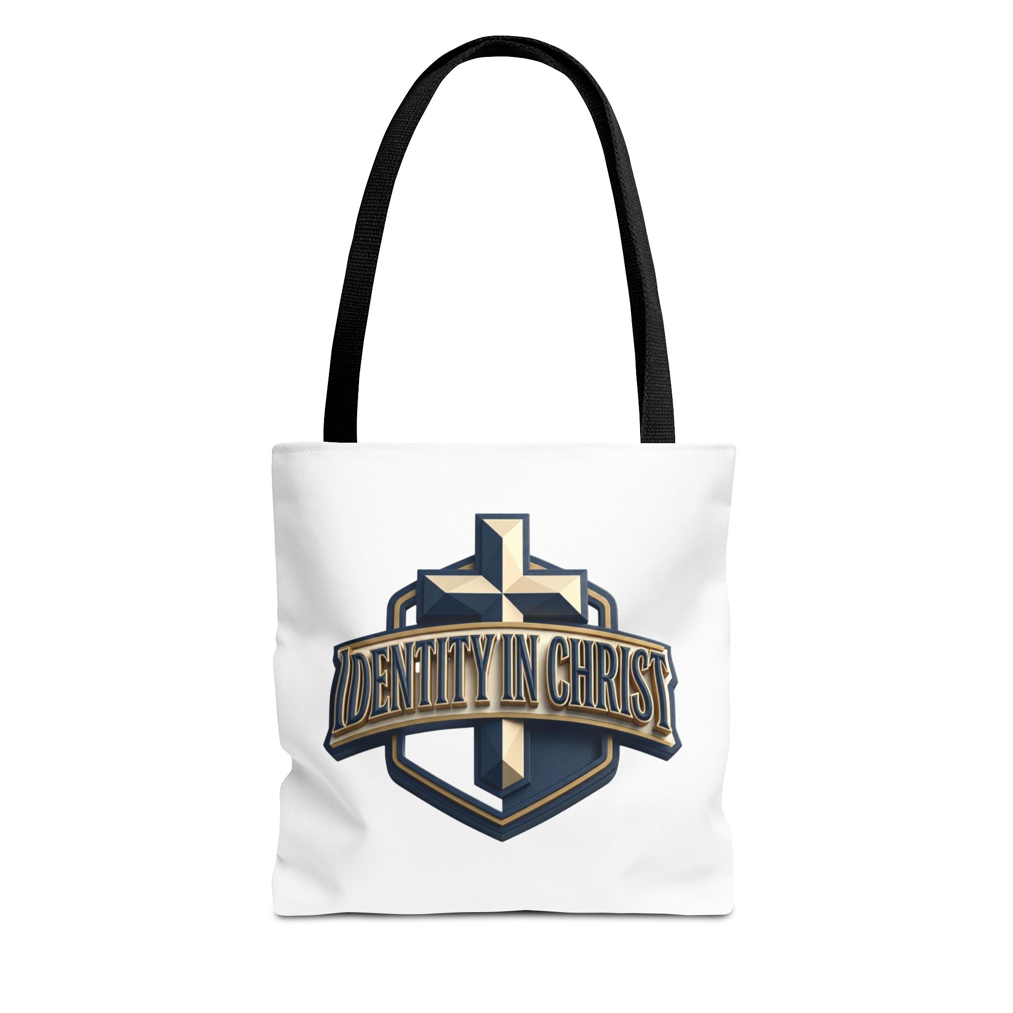 Identity in Christ Cross Tote Bag — Christian Faith AOP Canvas Tote