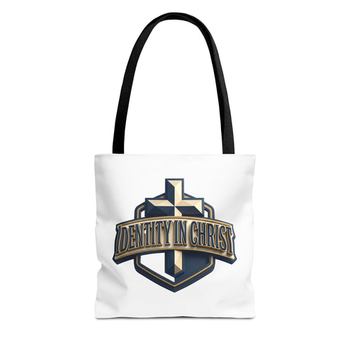 Identity in Christ Cross Tote Bag — Christian Faith AOP Canvas Tote