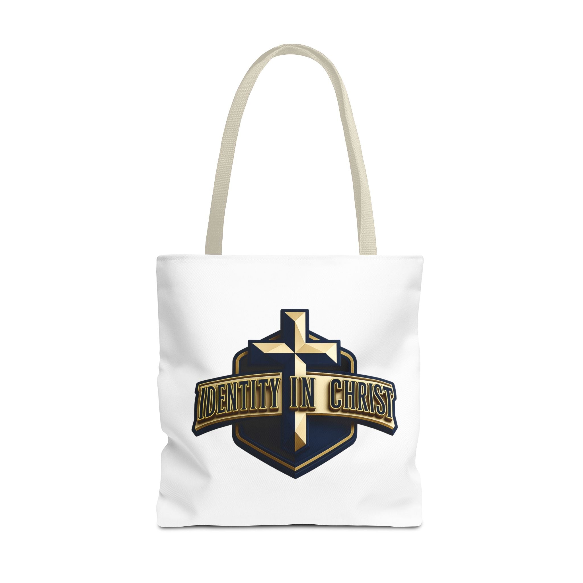 Identity in Christ Cross Tote Bag — Christian Faith AOP Canvas Tote