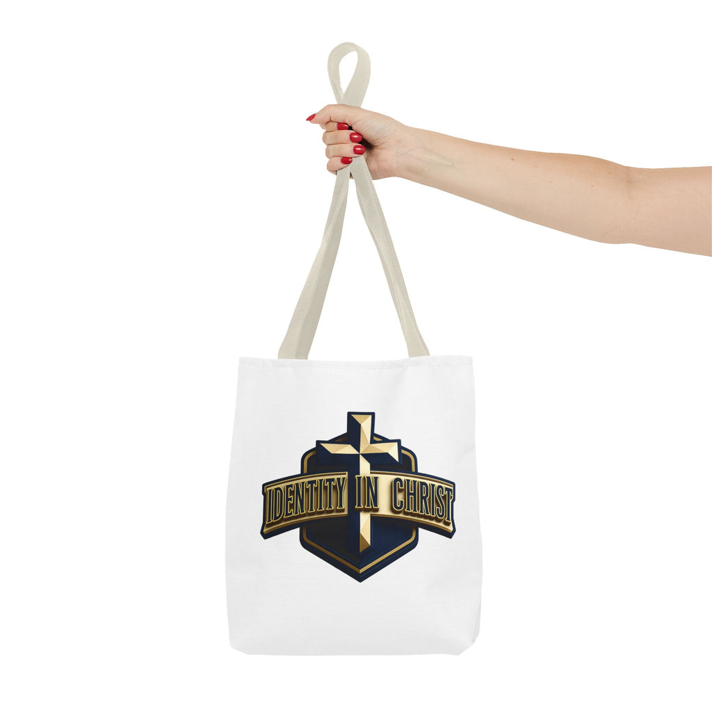 Identity in Christ Cross Tote Bag — Christian Faith AOP Canvas Tote