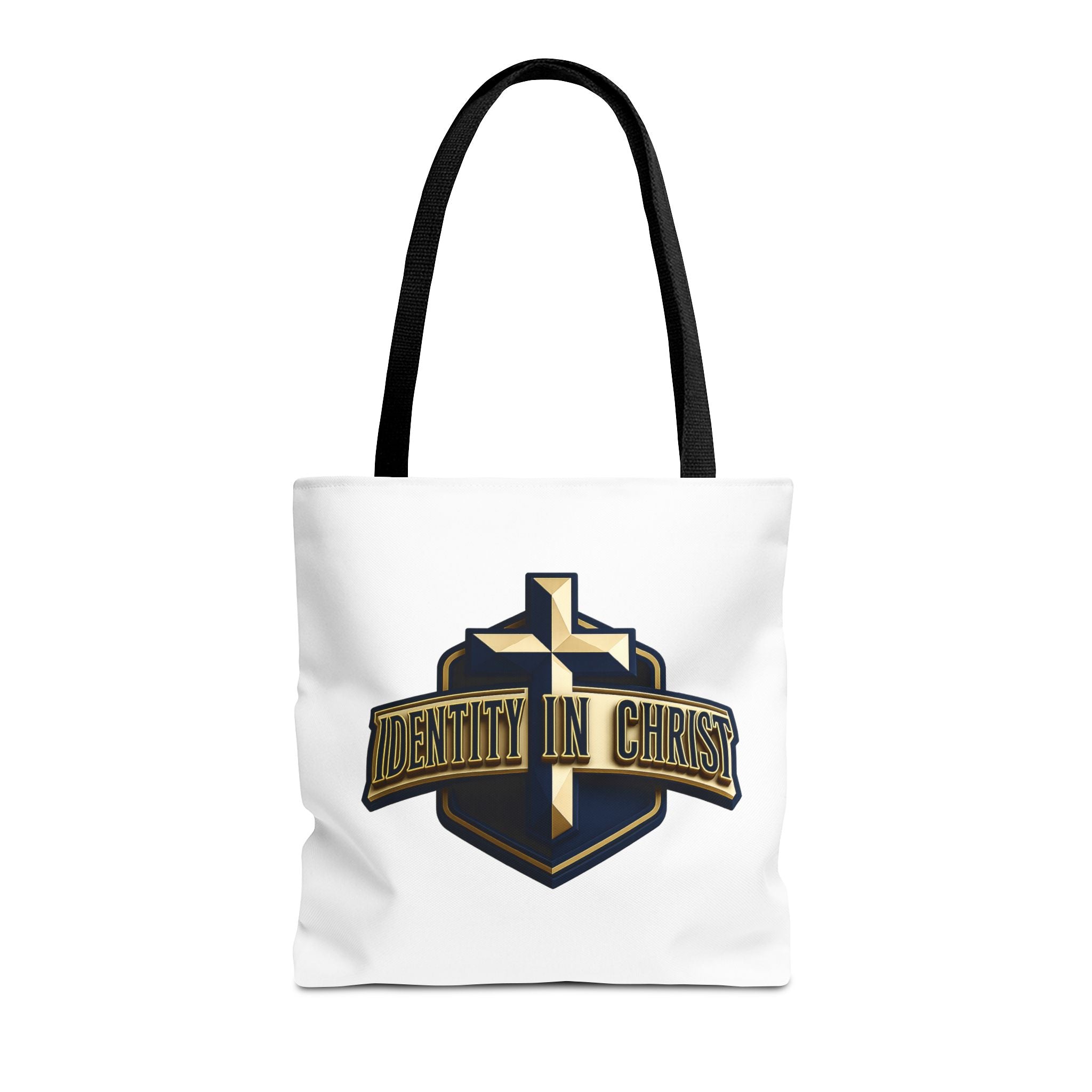 Identity in Christ Cross Tote Bag — Christian Faith AOP Canvas Tote
