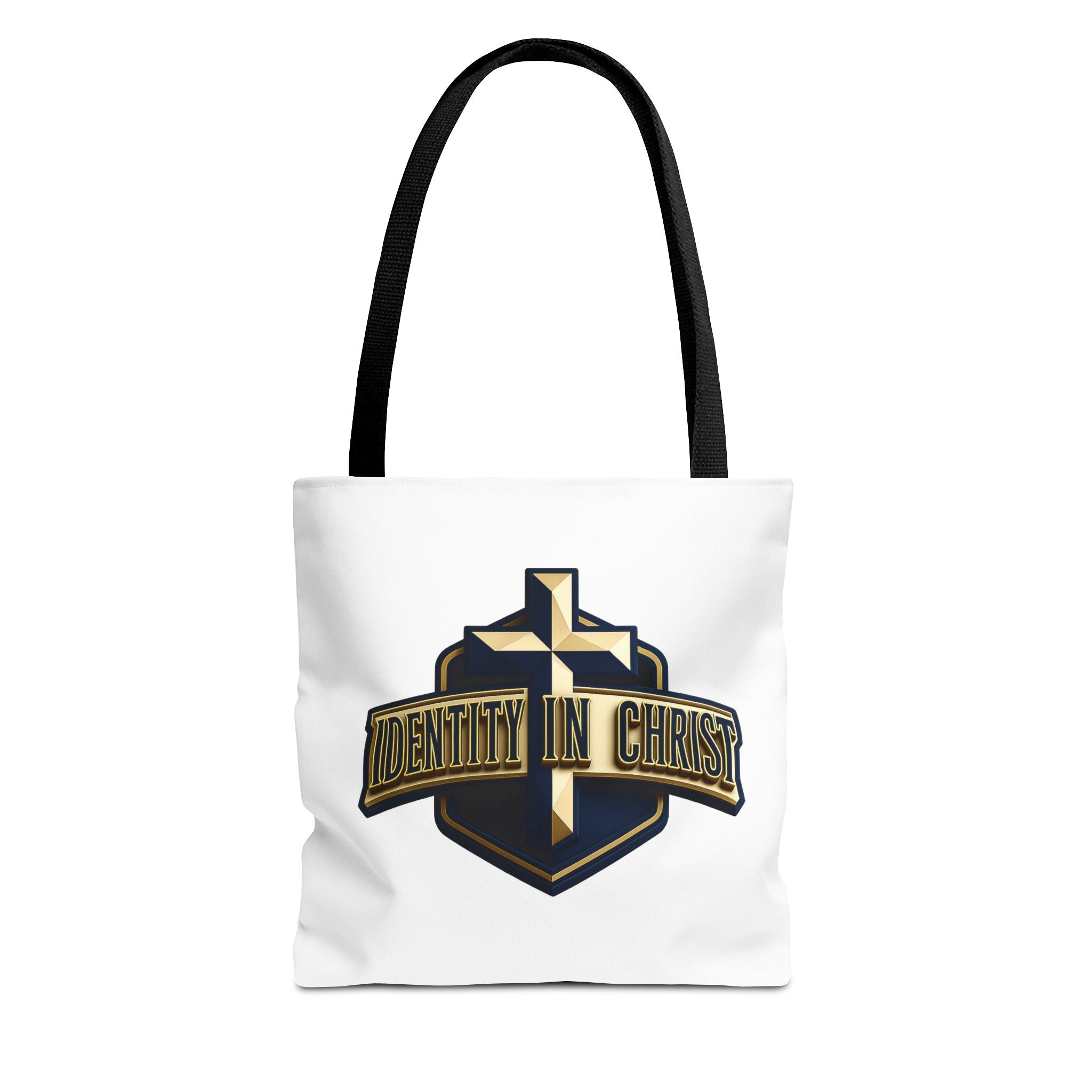 Identity in Christ Cross Tote Bag — Christian Faith AOP Canvas Tote