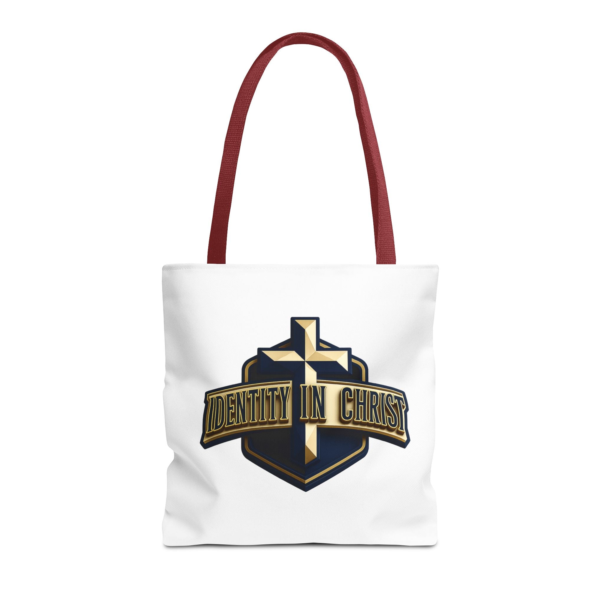Identity in Christ Cross Tote Bag — Christian Faith AOP Canvas Tote