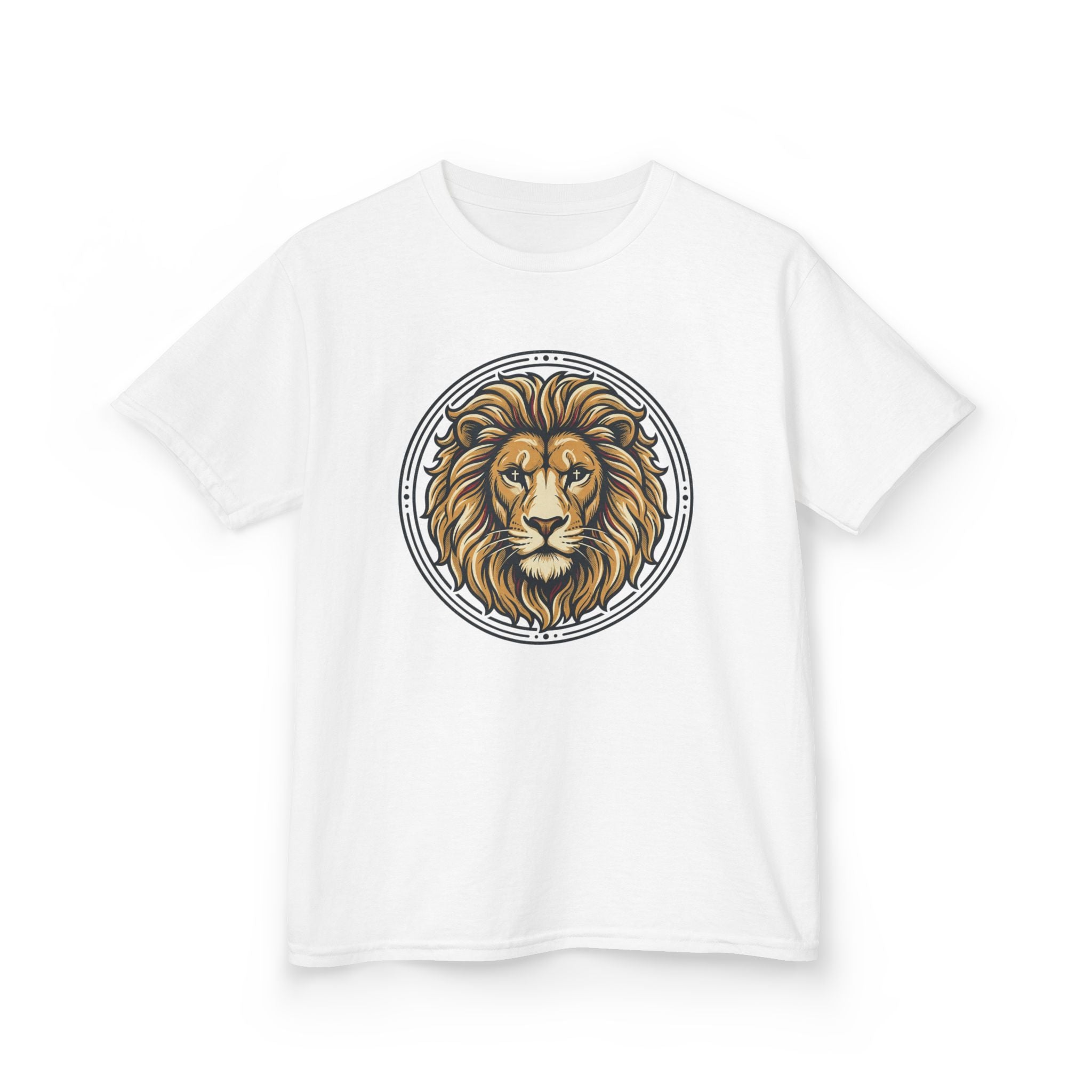 Lion of Judah Tee with the Cross of Jesus as the eyes