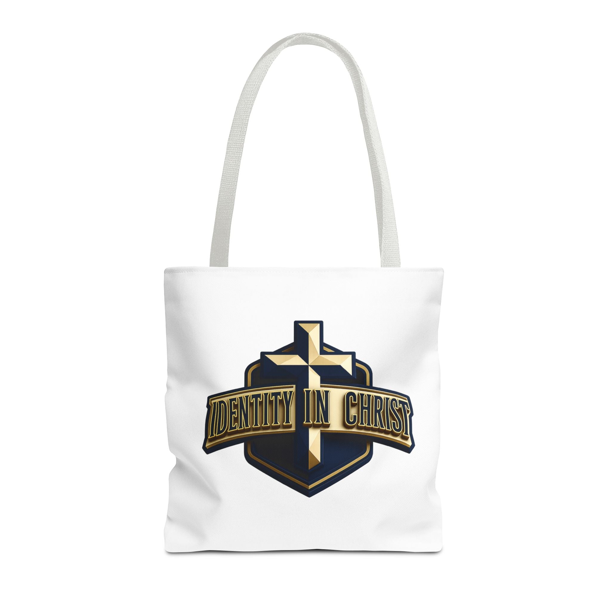 Identity in Christ Cross Tote Bag — Christian Faith AOP Canvas Tote