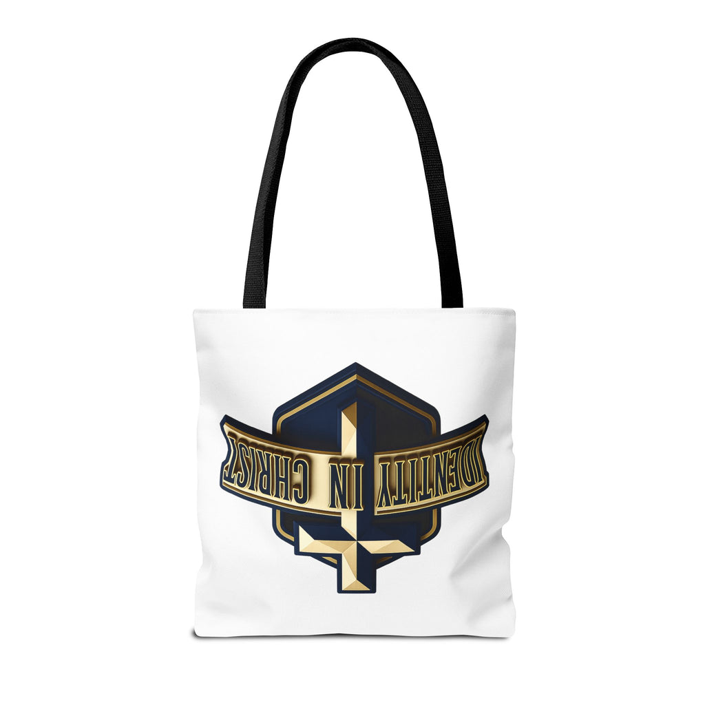 Identity in Christ Cross Tote Bag — Christian Faith AOP Canvas Tote