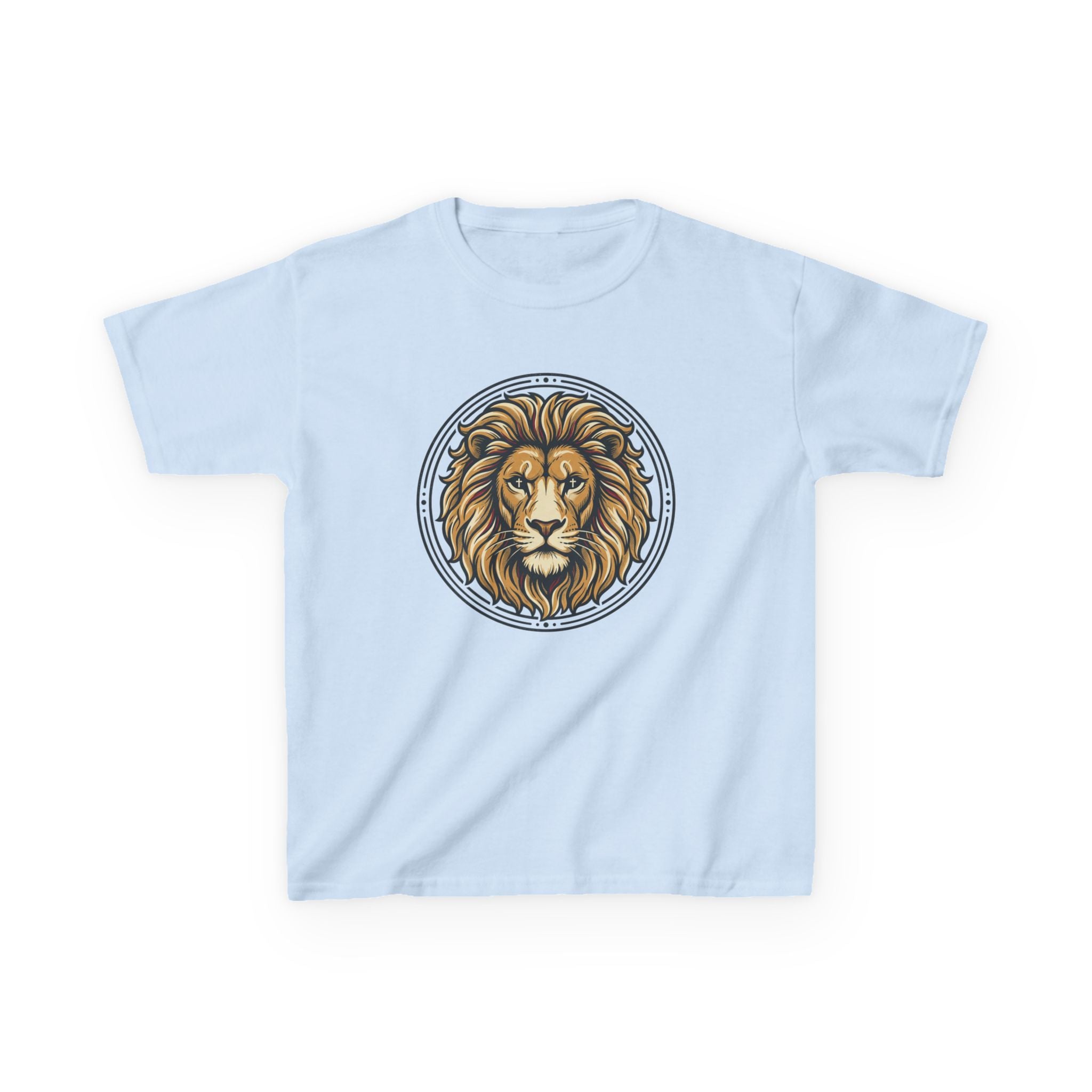 Lion of Judah Tee with the Cross of Jesus as the eyes