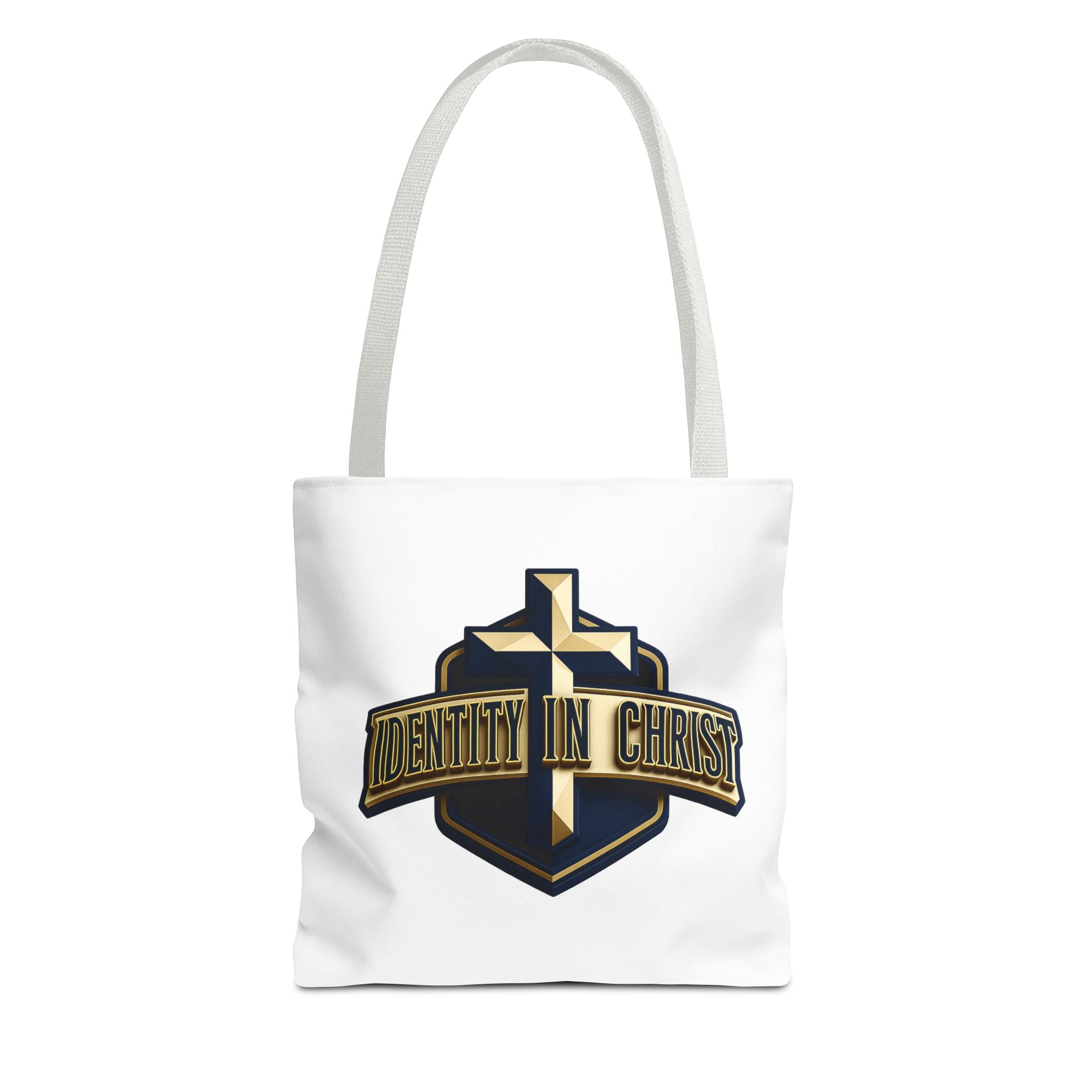 Identity in Christ Cross Tote Bag — Christian Faith AOP Canvas Tote