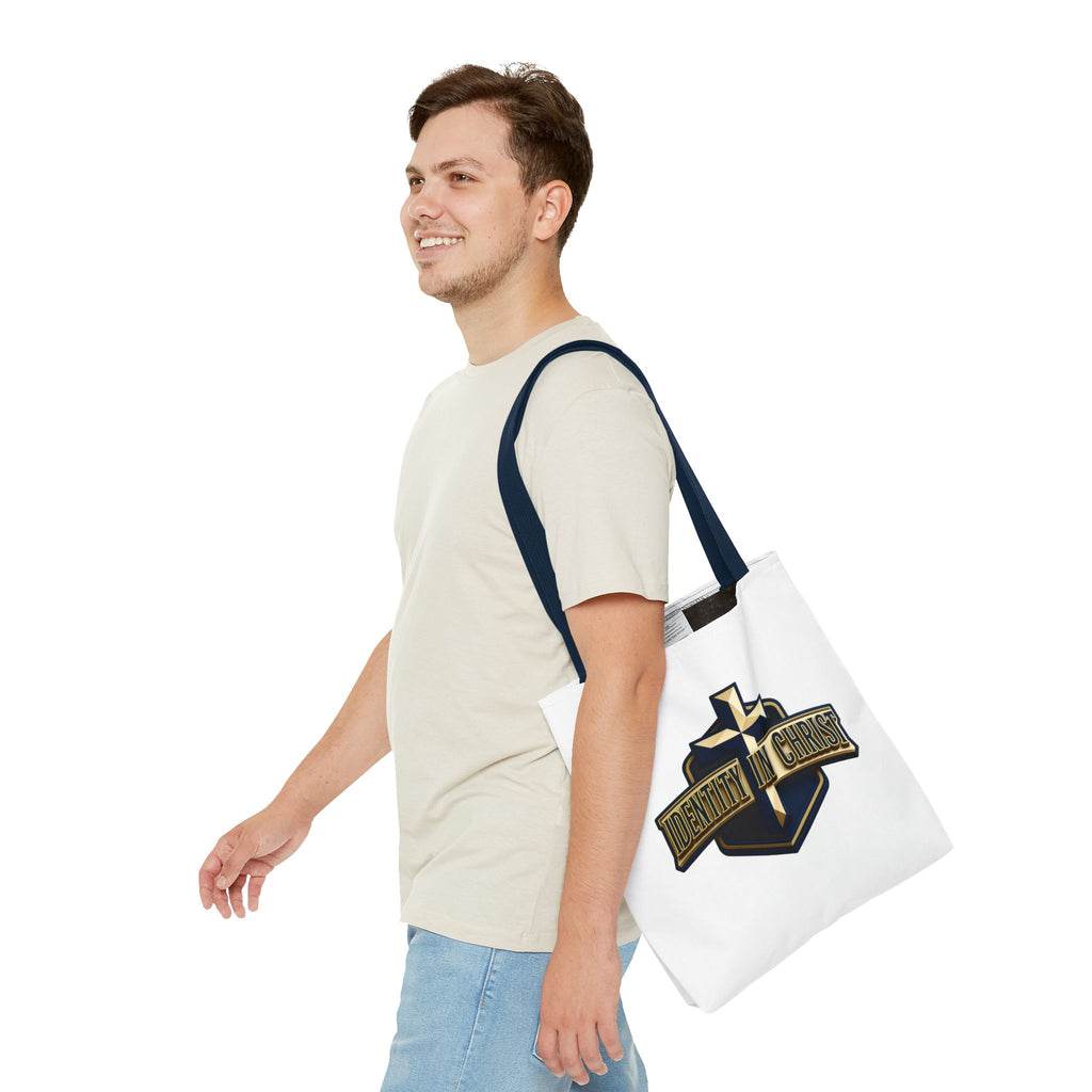 Identity in Christ Cross Tote Bag — Christian Faith AOP Canvas Tote