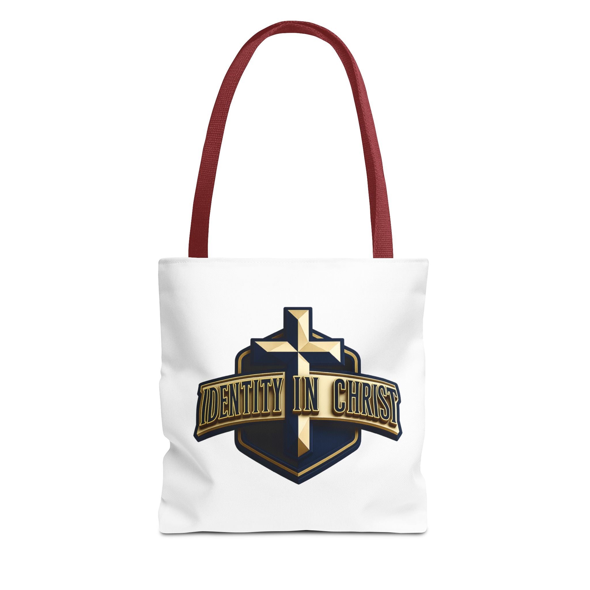 Identity in Christ Cross Tote Bag — Christian Faith AOP Canvas Tote
