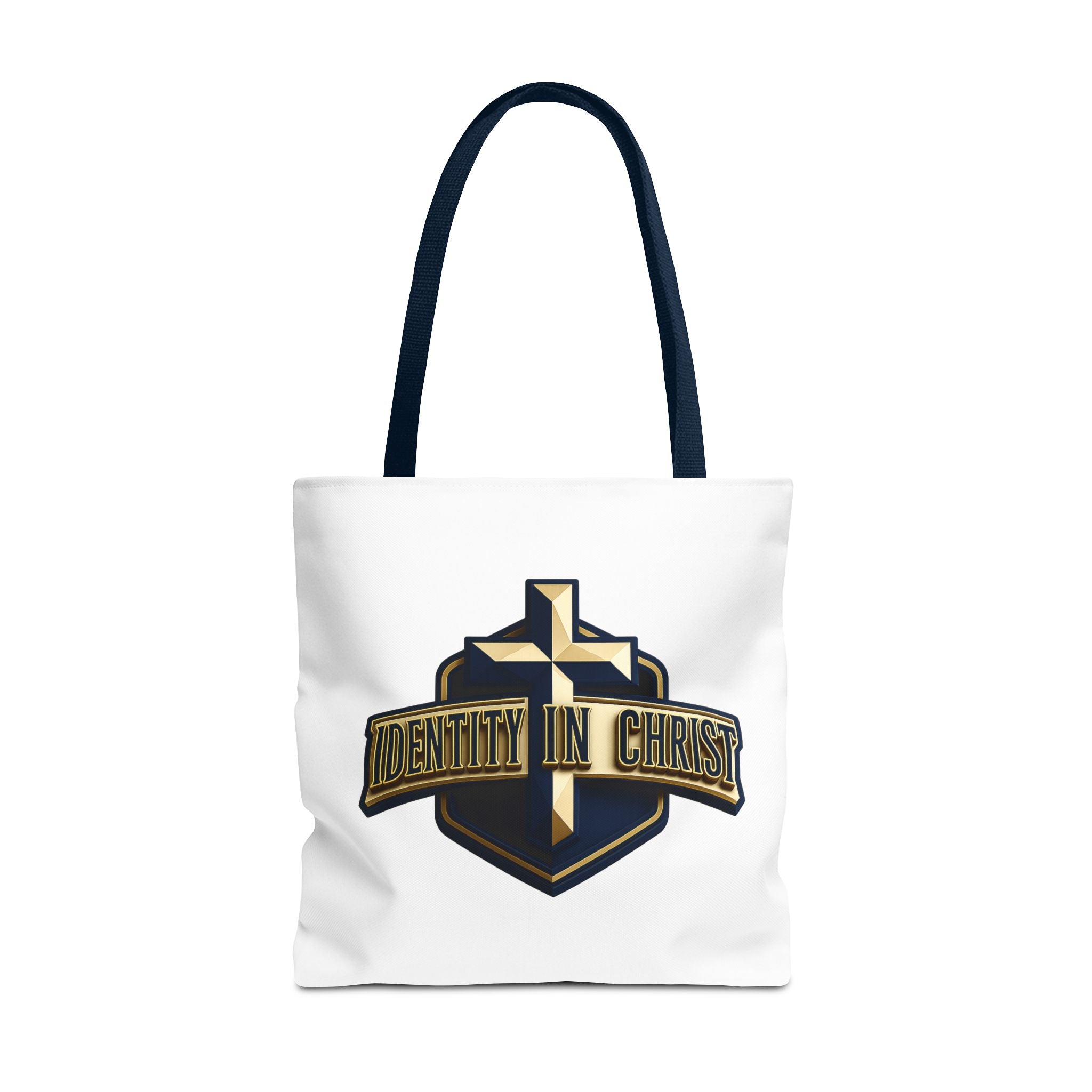 Identity in Christ Cross Tote Bag — Christian Faith AOP Canvas Tote