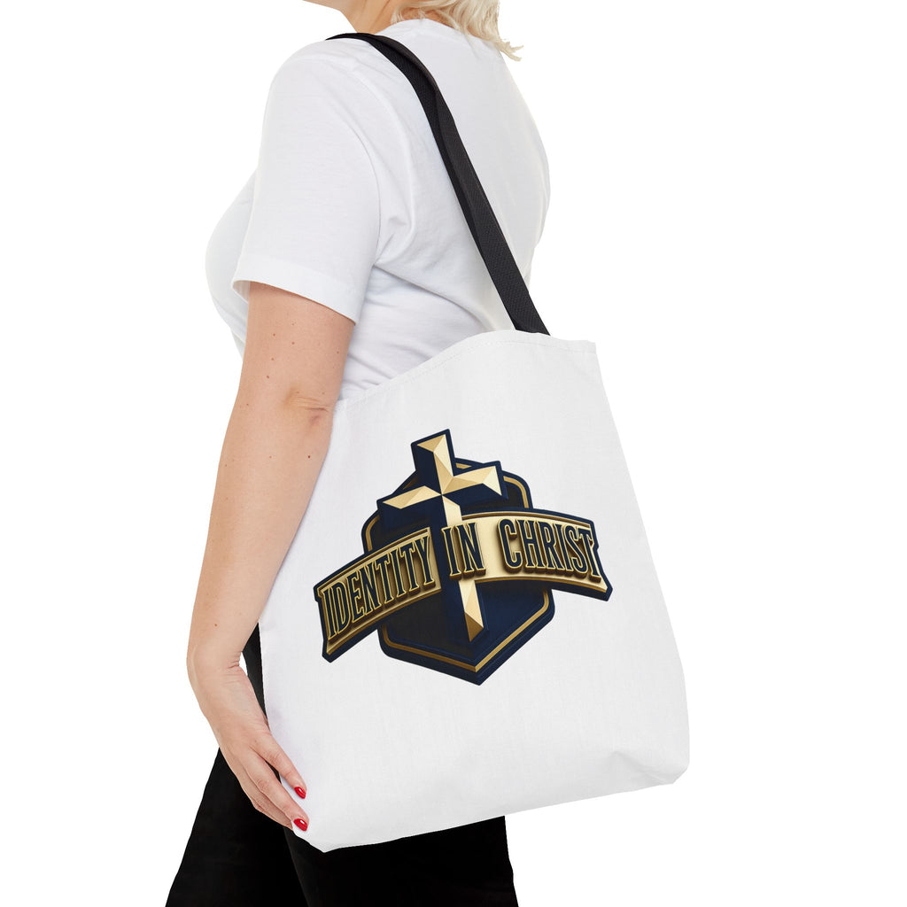 Identity in Christ Cross Tote Bag — Christian Faith AOP Canvas Tote