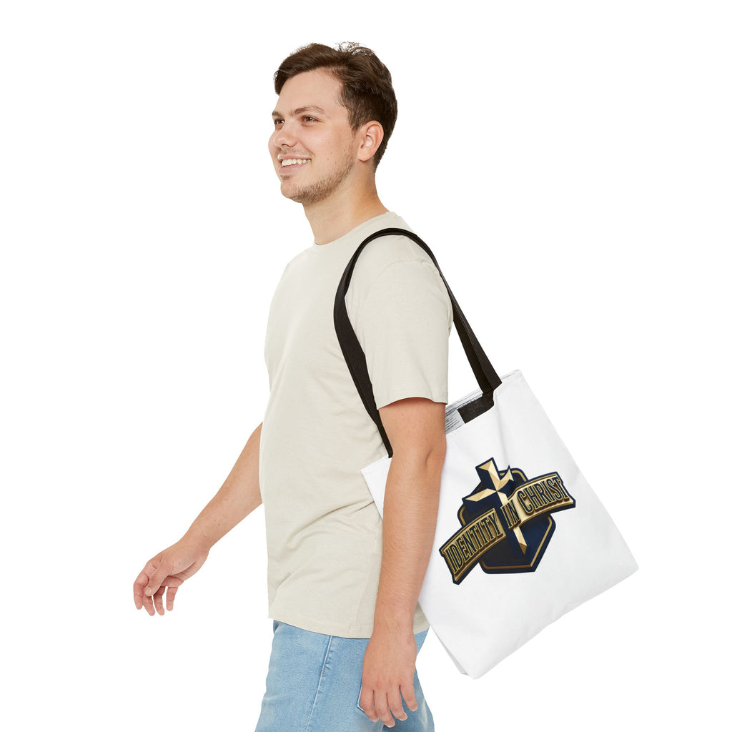 Identity in Christ Cross Tote Bag — Christian Faith AOP Canvas Tote