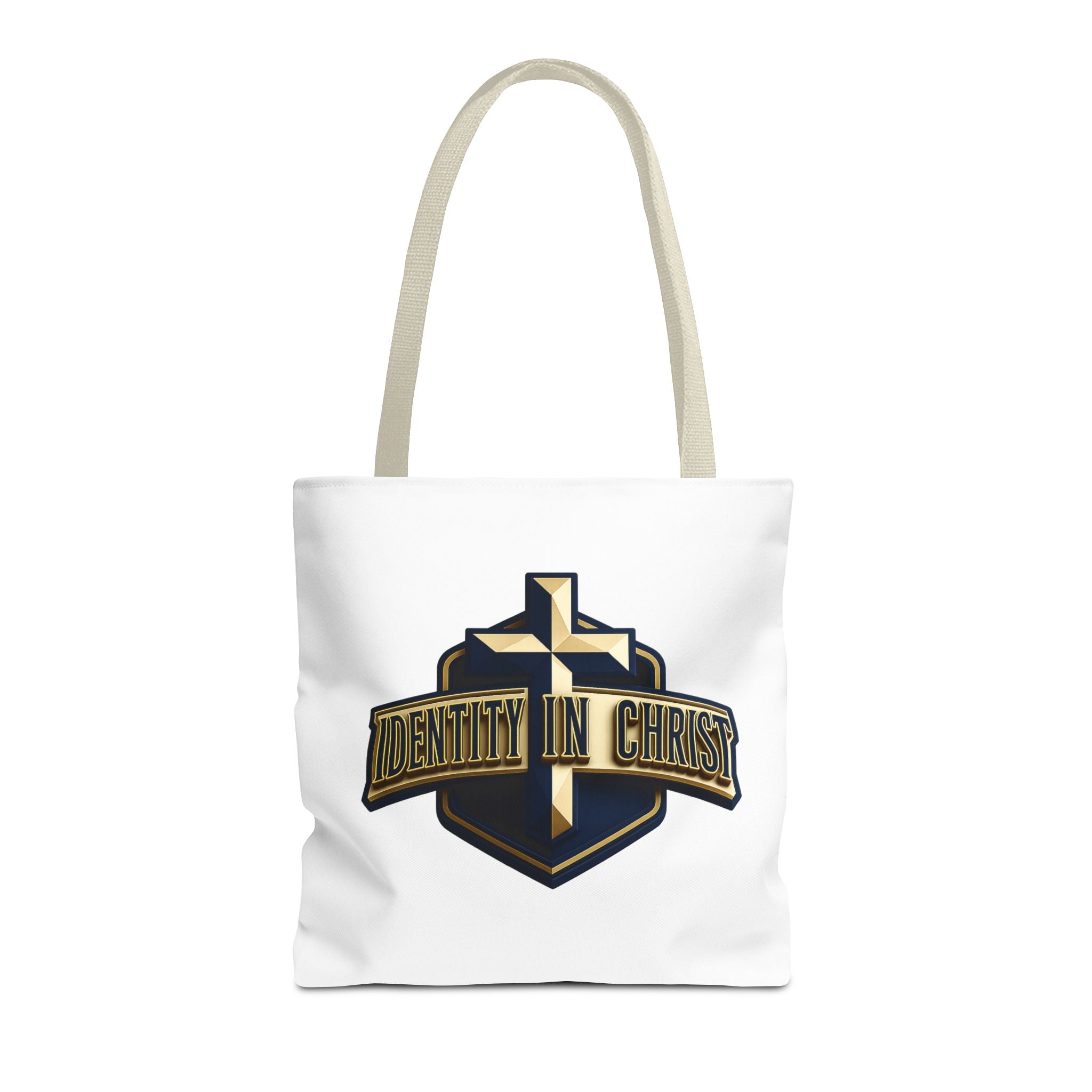 Identity in Christ Cross Tote Bag — Christian Faith AOP Canvas Tote
