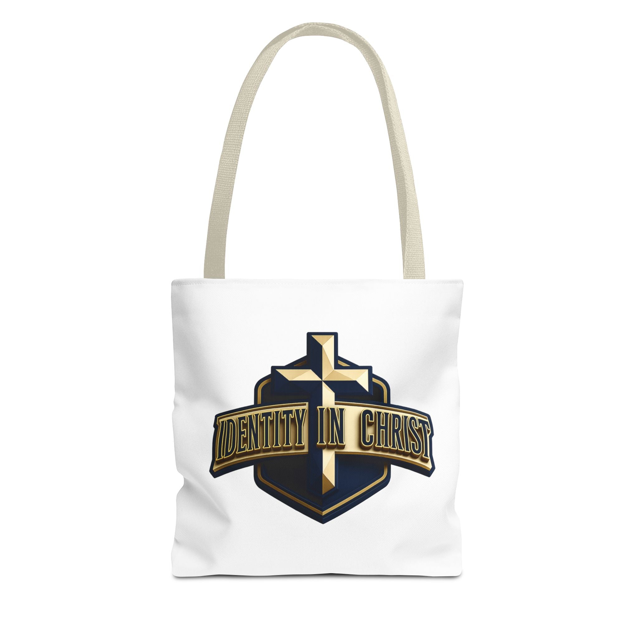Identity in Christ Cross Tote Bag — Christian Faith AOP Canvas Tote