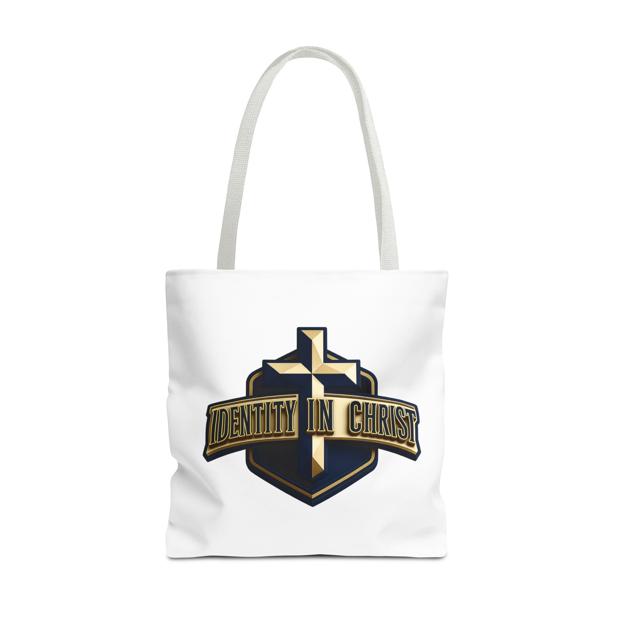 Identity in Christ Cross Tote Bag — Christian Faith AOP Canvas Tote