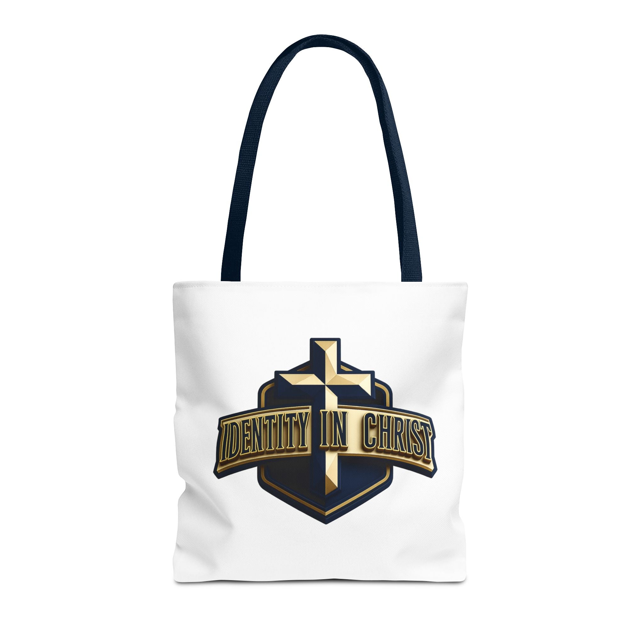 Identity in Christ Cross Tote Bag — Christian Faith AOP Canvas Tote