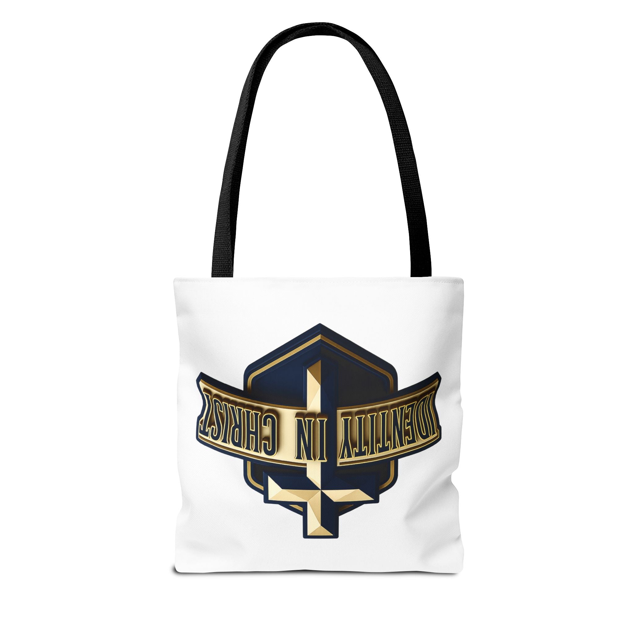 Identity in Christ Cross Tote Bag — Christian Faith AOP Canvas Tote