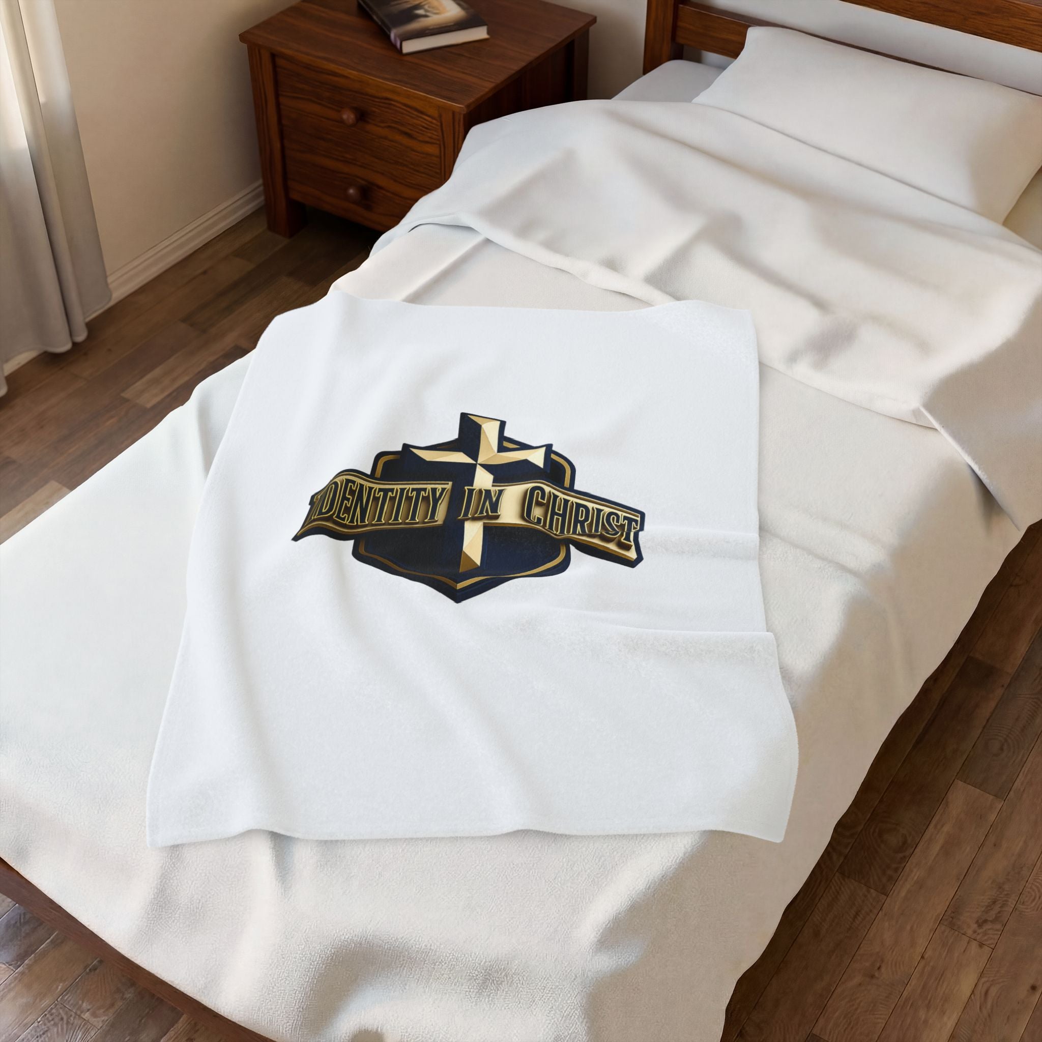 Identity in Christ Plush Blanket — Soft Velveteen Christian Throw