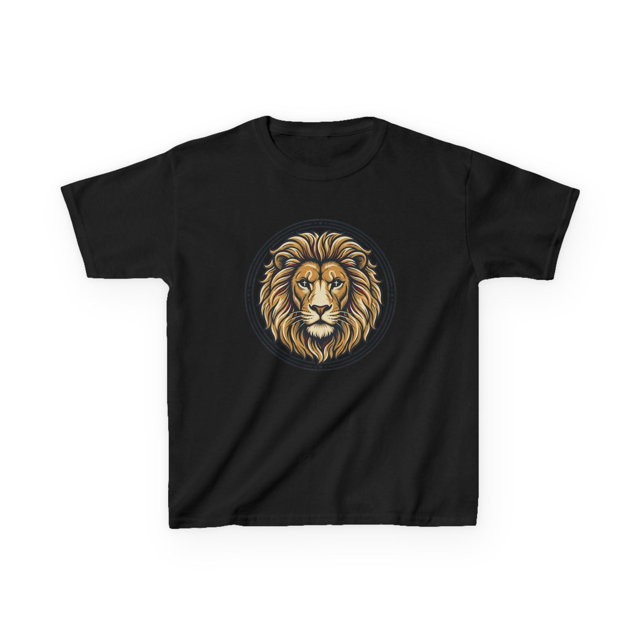 Lion of Judah Tee with the Cross of Jesus as the eyes